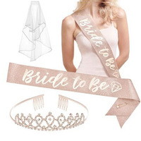 Materiais para festa de despedida de solteira, rosa dourado com glitter para ser tiara de véus
