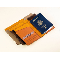 Porte-cartes de voyage multifonction en cuir véritable fait main NEXXGEN, design luxueux à double pliage, blocage RFID, personnalisable