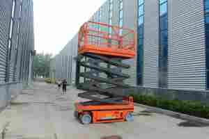 Gunting udara jenis baja konstruksi semua elektrik mengangkat Platform dengan kabel Sling Mobile Hoist geser dan garpu penggunaan rumah baru - Product Image 6