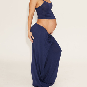 Pantalons <span class=keywords><strong>de</strong></span> détente super doux et légers pour femmes, logo personnalisé, séchage rapide, respirant, bas surdimensionnés, cordon plat, coupe ample - Product Image 2