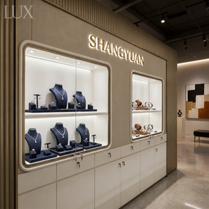 LUX High-End Floor Standing Jewelry Display Cases with LED Lighting and Wooden Drawers for Luxury Showroom Direct Manufacturer - Product Image 1