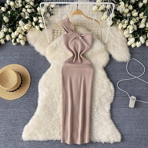 Produttore di Abiti Casual da <span class=keywords><strong>Donna</strong></span>, Vendita all'Ingrosso di Vestiti Estivi in Maglia Stile Francese, Abito <span class=keywords><strong>Elegante</strong></span> Asimmetrico, <span class=keywords><strong>Abbigliamento</strong></span> Femminile - Product Image 4