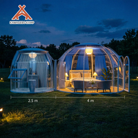 Dôme de glamping en polycarbonate étanche Kawagebo Kamp (KK) 4m + 2.5m, type igloo, pour hôtel, tente de dôme géodésique préfabriquée