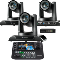 Système de diffusion en direct avec zoom 30X, caméra PTZ NDI à suivi automatique par IA avec contrôleur à joystick pour les grands événements et la diffusion en direct