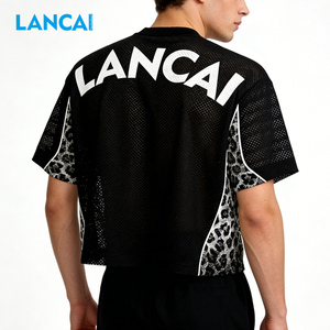 Lancai Custom Piping Football Jersey <b>Shirt</b> Men Streetwear Clothing Color Block <b>Patchwork</b> Black Real Tree Camo Football <b>Shirts</b> - Product Image 4