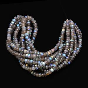 ลูกปัดรอนเดลจากลาบราดอไรต์ธรรมชาติขนาด5มม.-7มม. | เส้นด้ายขนาด17นิ้ว | ลูกปัดอัญมณีกึ่งมีค่ากึ่งลาบราดอไรต์ไฟสีฟ้า - Product Image 3