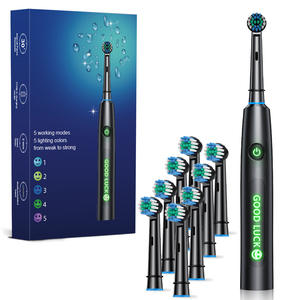 Cepillo de Dientes Eléctrico Inteligente con Cabezal Giratorio Redondo IPX7, 5 Modos, 8 Cabezales de Cepillo de Cerdas Suaves, Soporte, Estuche de Viaje, ABS - Product Image 1