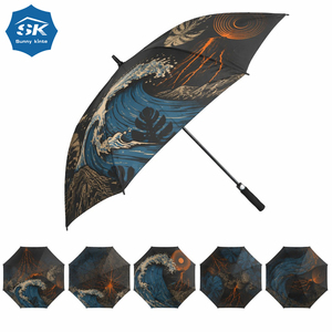 Parapluies promotionnels automatiques imperméables, couleurs personnalisées, résistants au vent, avec logo vague de mer, pour le voyage. - Product Image 4