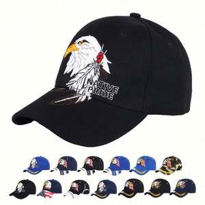 Casquette de baseball brodée d'un aigle et d'un drapeau américain, style créateur, vente en gros pour fabricants, OEM, États-Unis - Product Image 1