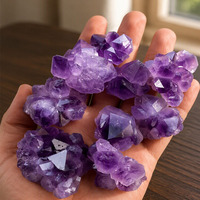 Grappe d'améthyste naturelle, quartz spirituel brut, spécimen de fleur de druse de 1-2 pouces, pierre de guérison pour décoration d'autel et fabrication de bijoux