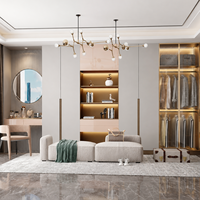 Système de dressing moderne sur mesure pour chambre à coucher avec coiffeuse, miroir et tiroirs en bois, autoportant, gain de place, grande capacité