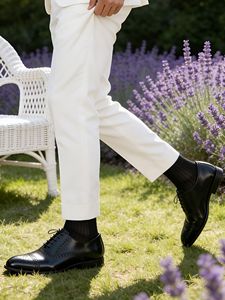 Chaussures habillées pour homme en cuir de vache véritable faites à la main de haute qualité Chaussures de cérémonie italiennes d'été Chaussures habillées Oxford pour homme - Product Image 3