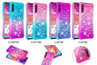 Compatible avec LG Velvet G9 4G 5G Ring Bracket Four Corners Anti-Drop Gradient Quicksand Phone Case 4G Protective Soft Shell