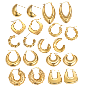 JUSTOP Spot Portfolio Juego de Pendientes de Acero Inoxidable Impermeables, Aros Gruesos, Chapados en Oro de 18K, con Diseño de Nudo, Joyería de Moda de Tendencia, Resistente al Deslustre - Product Image 1