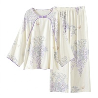 Pyjamas en fibre de bambou pour femmes, printemps-été, antibactériens naturels, nouveau style chinois, doux, respectueux de la peau, vêtements d'extérieur, vêtements de détente