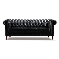 Nouveau canapé Chesterfield carré trois places en cuir véritable bleu-vert de luxe, design moderne, meubles de salon, style américain