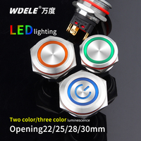 Interrupteur à bouton-poussoir étanche IP67 22/25/28/30mm, icône personnalisée avec lumière LED
