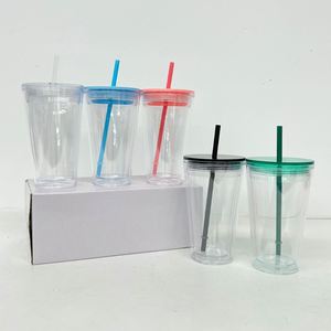 Vaso de Plástico con Purpurina Preperforado de 16 oz con Logotipo Personalizado para Impresión DIY, Taza Acrílica Transparente de 16 oz para Niños, para Viajes, Café, Cerveza - Product Image 2