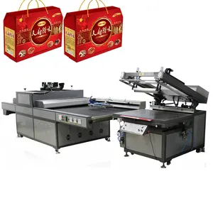 फ्लैट प्रिंटिंग मशीन रेशम स्क्रीन स्वचालित लोडिंग और अनलोडिंग यूवी इलाज स्क्रीन प्रिंटिंग उत्पादन लाइन