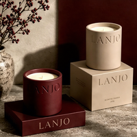Bougie parfumée en cire de soja LANJO avec logo personnalisé, en pot, pour l'aromathérapie, la décoration et les cadeaux.