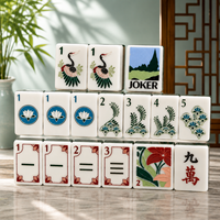 Jeu de Mahjong Américain Thème Jardin 160 Pièces Tuiles de Mahjong en Acrylique de Haute Qualité pour Cadeau de Fête Familiale