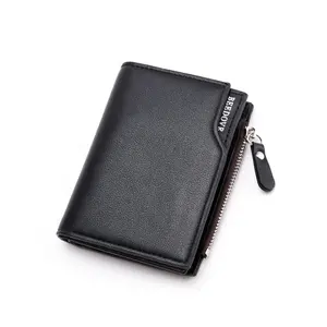 Men's New Zipper Short Wallet Multi-card Stylish Vertical Mini Button Change Wallet Purse Pouch Faux Wallet Bag Luxury