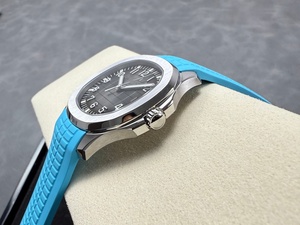 Montre mécanique étanche de qualité supérieure 40 mm, mouvement DDF factory 330, cadran noir 5167, bracelet bleu, montre de plongée - Product Image 5