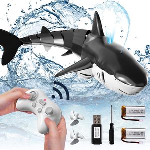 DWI Dowellin 2.4Ghz telecomando squalo giocattoli, alta simulazione di squalo per piscina, RC <span class=keywords><strong>squali</strong></span> pesci giocattoli con luce e acqua Spray - Product Image 1