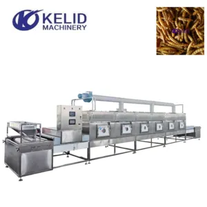 Automatic Conveyor Belt Microwave Full Automatic Puffed Yellow Melworms Drying Machine