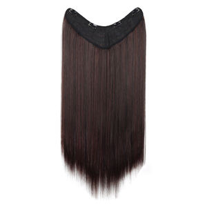 V-şekilli klip-in saç ekleme kadınlar için uzun düz sentetik saç parçası doğal görünümlü postiş 4 klipler - Product Image 2