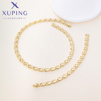 Joyería Xuping al por Mayor, Conjunto de Joyería de Moda con Cadena de Eslabones en Forma de Corazón, Chapado en Oro de 14K, para Mujer y Hombre, Collar y Pulsera