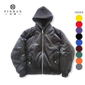 Men's Casual Style Waterproof Windproof 100% Nylon Satin Winter Coats Thick Shiny Bubble Duck Padding Knitted Hood Puffer Jacket