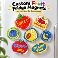 Aimants de réfrigérateur personnalisés en forme de fruits, aimants en acrylique en forme de pain, impression UV personnalisée, décoration de cuisine, vente en gros, fournisseur OEM ODM