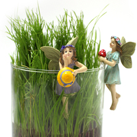 Ensemble de 5 Mini pots de fleurs en résine faits à la main, jolies Figurines de fées décoratives pour un jardin Miniature