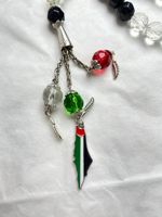 Chapelet de prière islamique en cristal, couleurs du drapeau palestinien, rouge, vert, blanc, noir, bracelet de prière