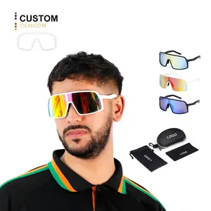Óculos de sol 100% UV vintage com logotipo personalizado, óculos de sol para ciclismo masculino, óculos esportivos ao ar livre com logotipo original da marca