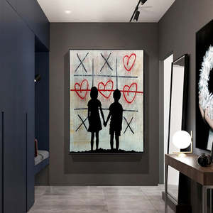 <span class=keywords><strong>Graffiti</strong></span> Wall LOVE Art Pictures Boy and Girl Street Art Posters lienzo pintura para sala de estar decoración del hogar - Product Image 4