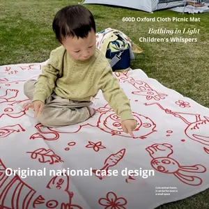 Tapis de pique-nique en tissu Oxford épaissi antidérapant lavable en machine rouge jaune blanc à carreaux portable imperméable pour le <span class=keywords><strong>camping</strong></span> en plein air - Product Image 2