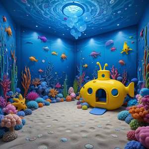 Área de Juegos Infantil con Temática Submarina - Casa de Juegos Submarina, Piscina de Pelotas Oceánicas, Estructura de Escalada, Equipo de Juegos Marino Interior para Niños - Product Image 2