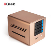 Hota-Mini ITX 4Bay NAS, serveur, en aluminium complet, avec carte mère J1900 et adaptateur