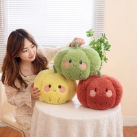 Coussin en peluche citrouille coloré jaune, rouge, vert, mignon, souriant, pour jeunes, cadeau pour enfants, décoration de chambre d'enfant, jeu