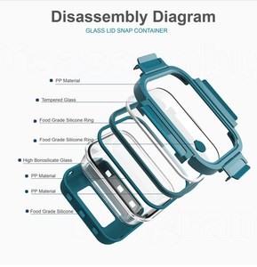 Cho ikoo Silicone tay áo đi kèm kín lò vi sóng an toàn thủy tinh bữa ăn Prep container cho Hộp Ăn Trưa - Product Image 3