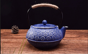 Tetera de Hierro Fundido de Diseño Europeo Azul de 26 oz con Filtro de Acero Inoxidable, Material Metálico - Product Image 4