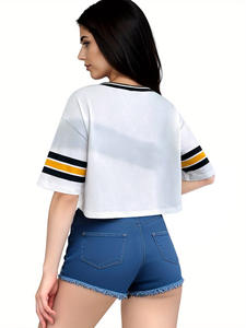 Camiseta informal de manga corta con cuello en V para mujer, Camiseta deportiva de fútbol <span class=keywords><strong>NFL</strong></span>, camiseta de fútbol, <span class=keywords><strong>camisetas</strong></span> cortas - Product Image 3