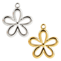 Pendentif Fleur à Cinq Pétales Senmei en Acier Inoxydable Creux, Accessoires DIY pour Colliers et Bracelets, Finition Sous Vide