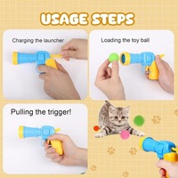 Jouets interactifs pour chatons : Jouet d'entraînement créatif avec mini pistolet lanceur et balles en peluche extensibles – Fournitures pour animaux de compagnie