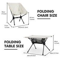Ensemble table et chaise pliantes de camping et pique-nique KingGear, modernes, légères, en alliage d'aluminium, avec logo personnalisé