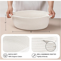 Panier en corde de coton tressée de taille moyenne avec poignée durable, vide, pour cadeaux DIY, idéal pour la décoration de baby shower et d'anniversaire, et comme rangement décoratif attrayant