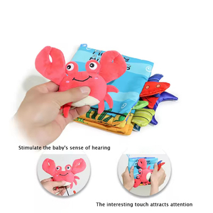 Libros de Tela Coloridos con Diseño de Cangrejo y Escarabajo, Juguetes de Tela Suave para Bebés, Libros Educativos Interactivos para el Entrenamiento Sensorial y la Coordinación Mano-Ojo - Product Image 2
