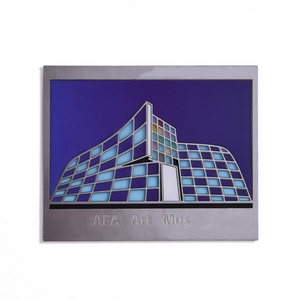 Manufacturers Design Building Design Blue Color Debossed Logo Metal <b>Bookmark</b> - Product Image 1